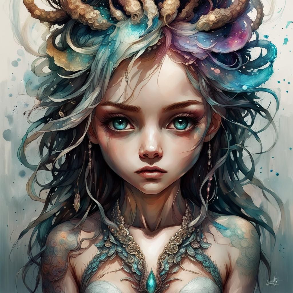 Chibified Naga with Iridescent Scales