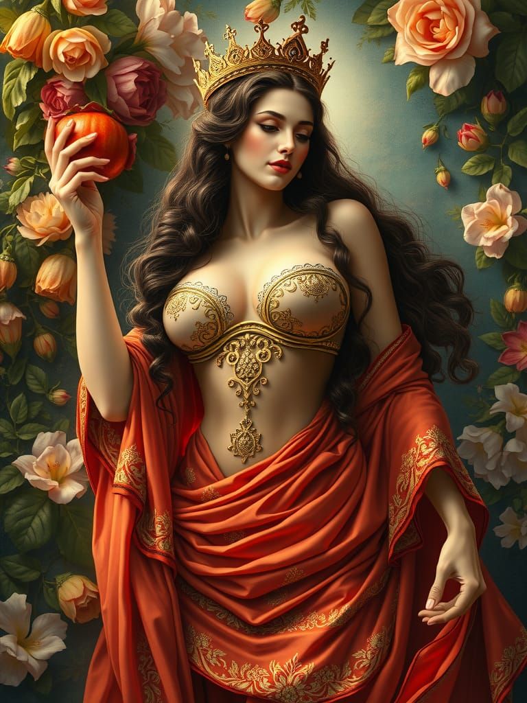 Goddess of Plenty in Pre-Raphaelite Style