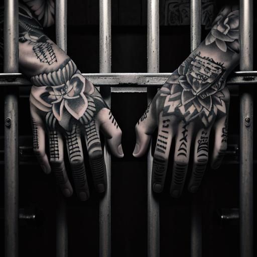 Tattooed Hands Reach From Prison Cell