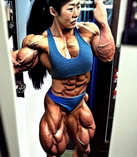 Muscular Japanese Female Bodybuilder with Ripped Physique