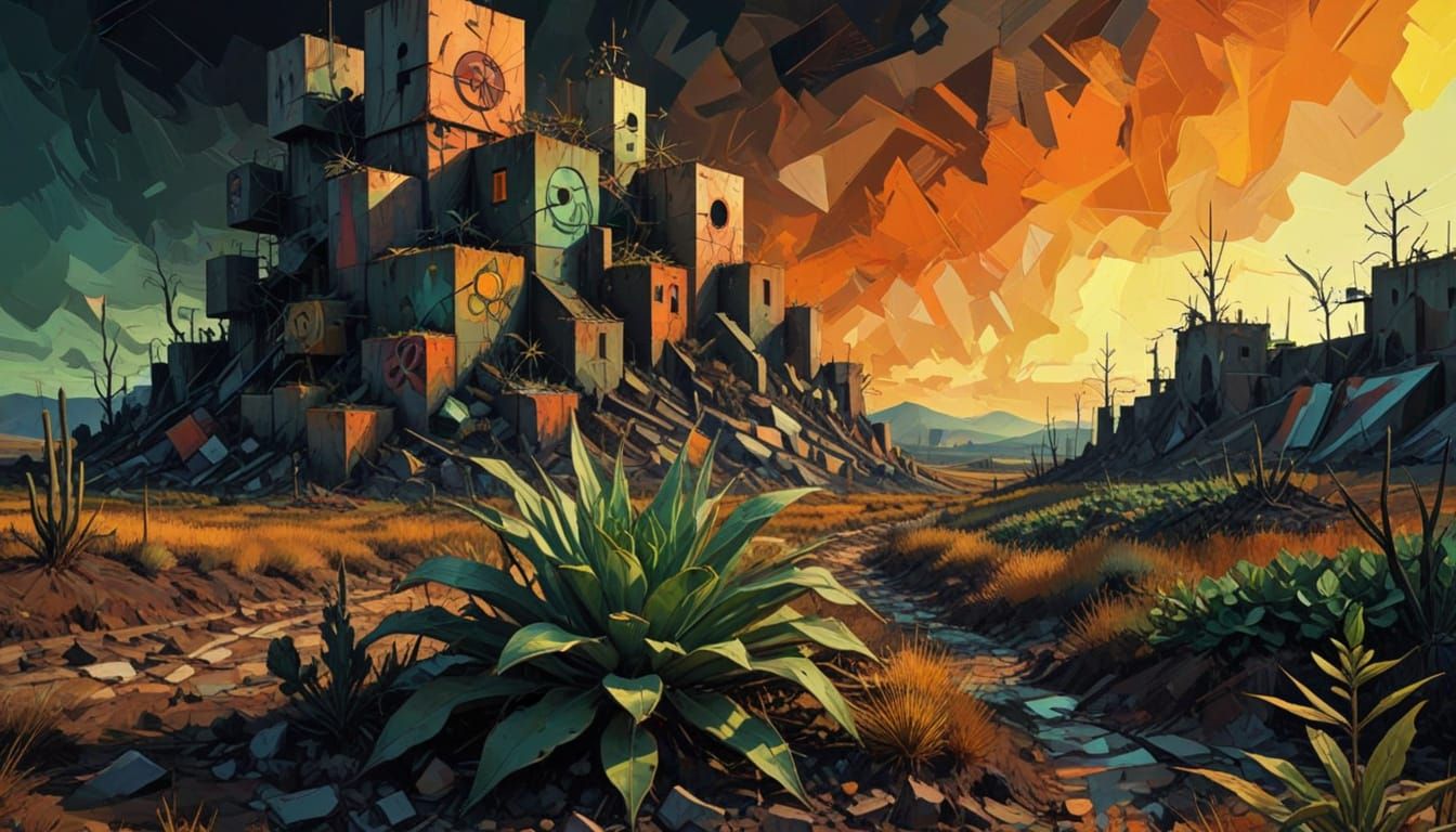 Abstract Cubism: Radiated Crops in Dystopian Landscape