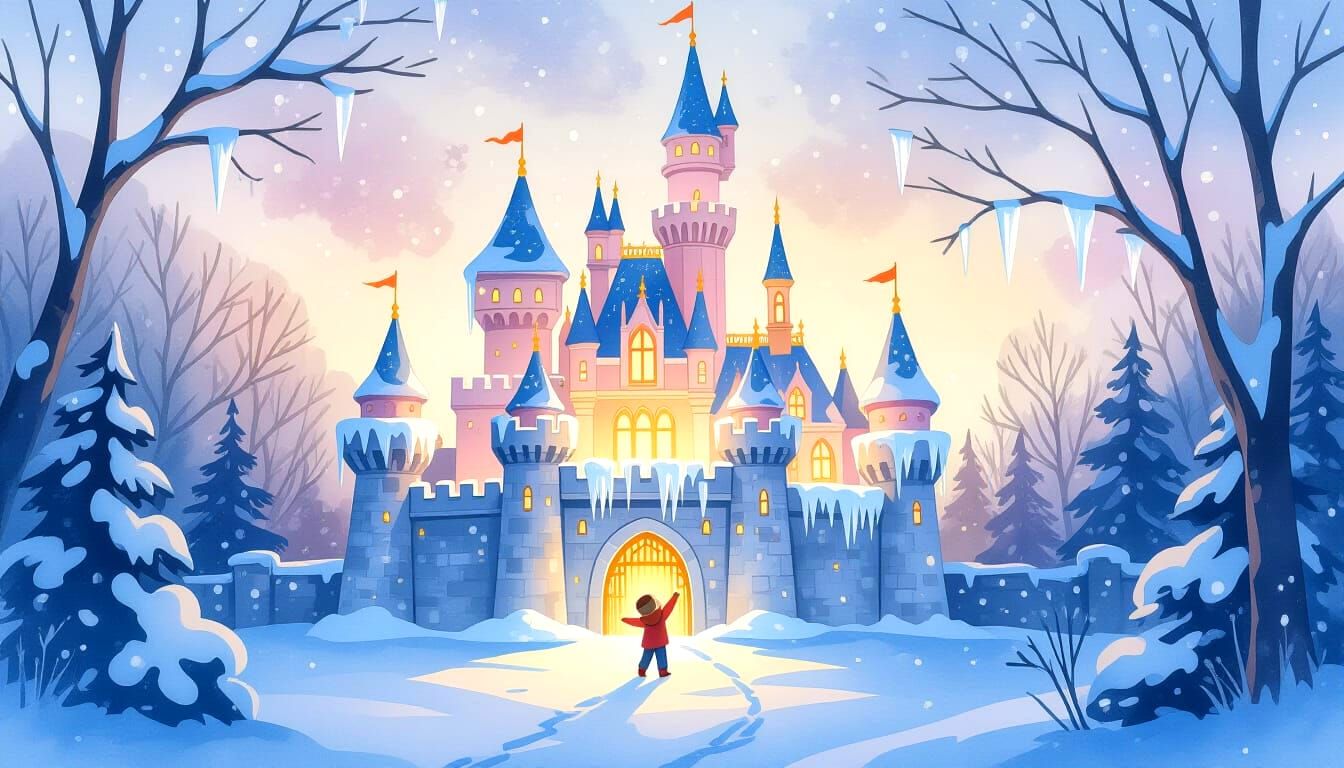 Child Builds Enchanted Snow Castle in Backyard