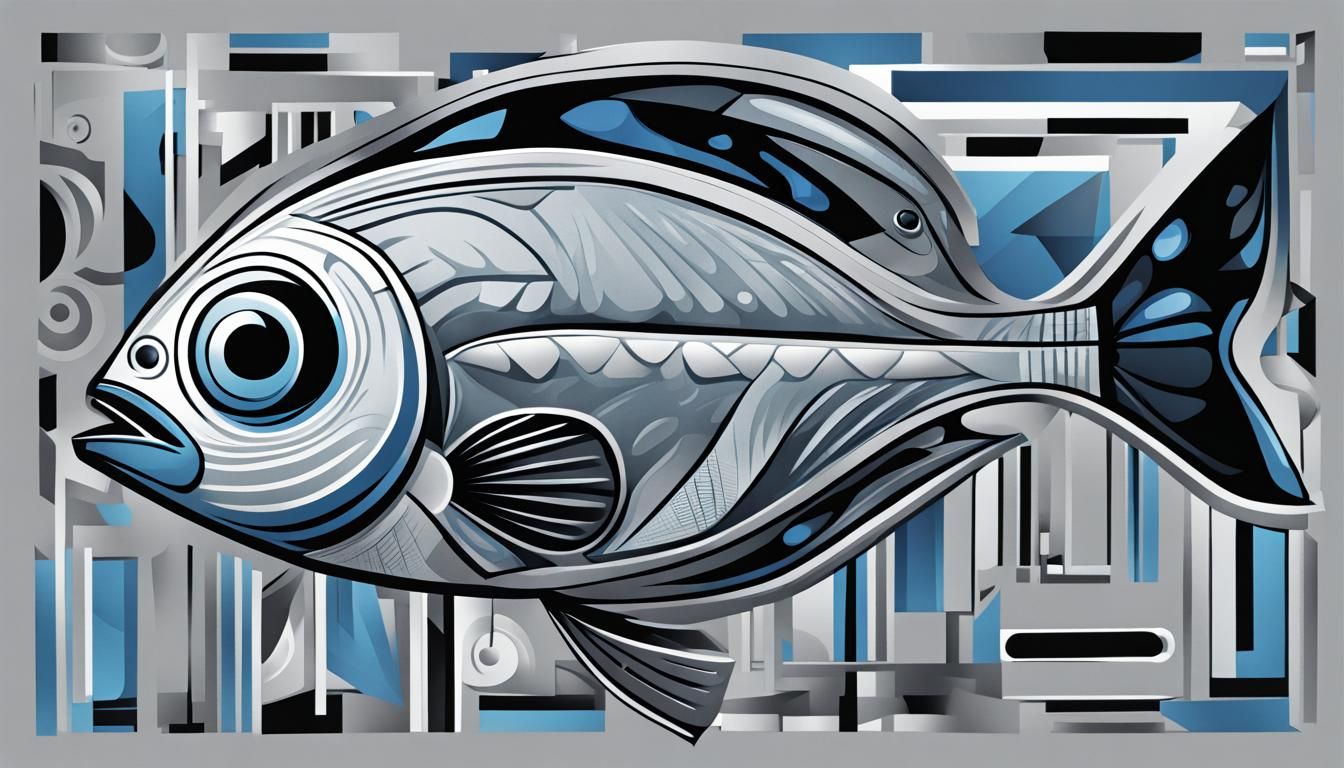 Cubist Sci-Fi Fish Typography Art