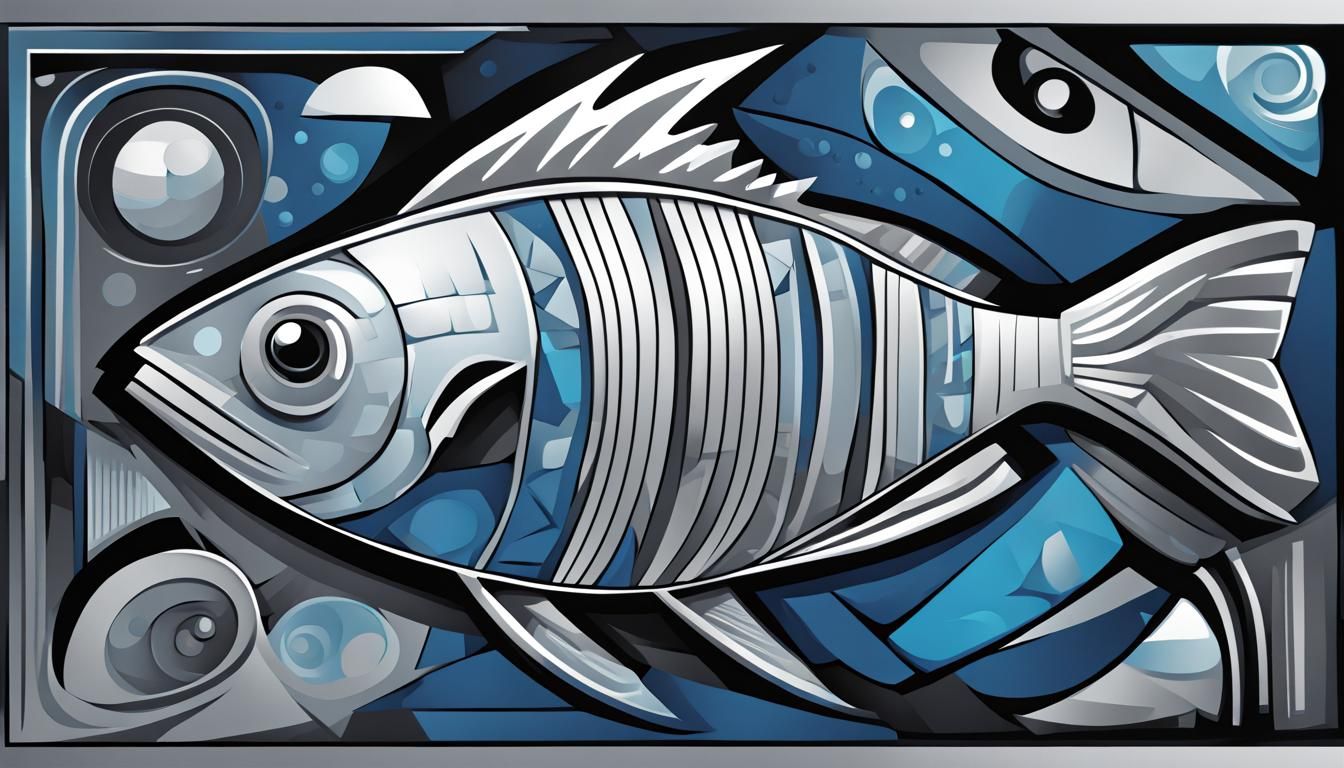 Cubist Typography Fish in Sci-Fi Setting