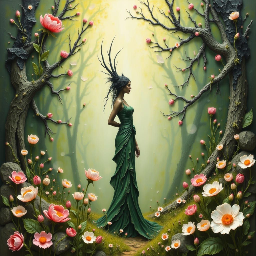 Queen in Spring Kingdom with Volumetric Lighting