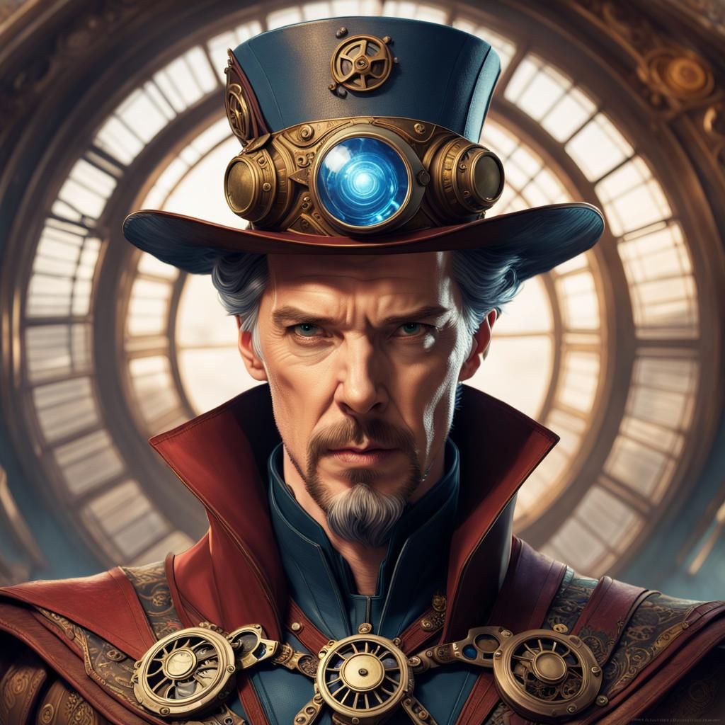 Steampunk Doctor Strange Portrait in Digital Art Style
