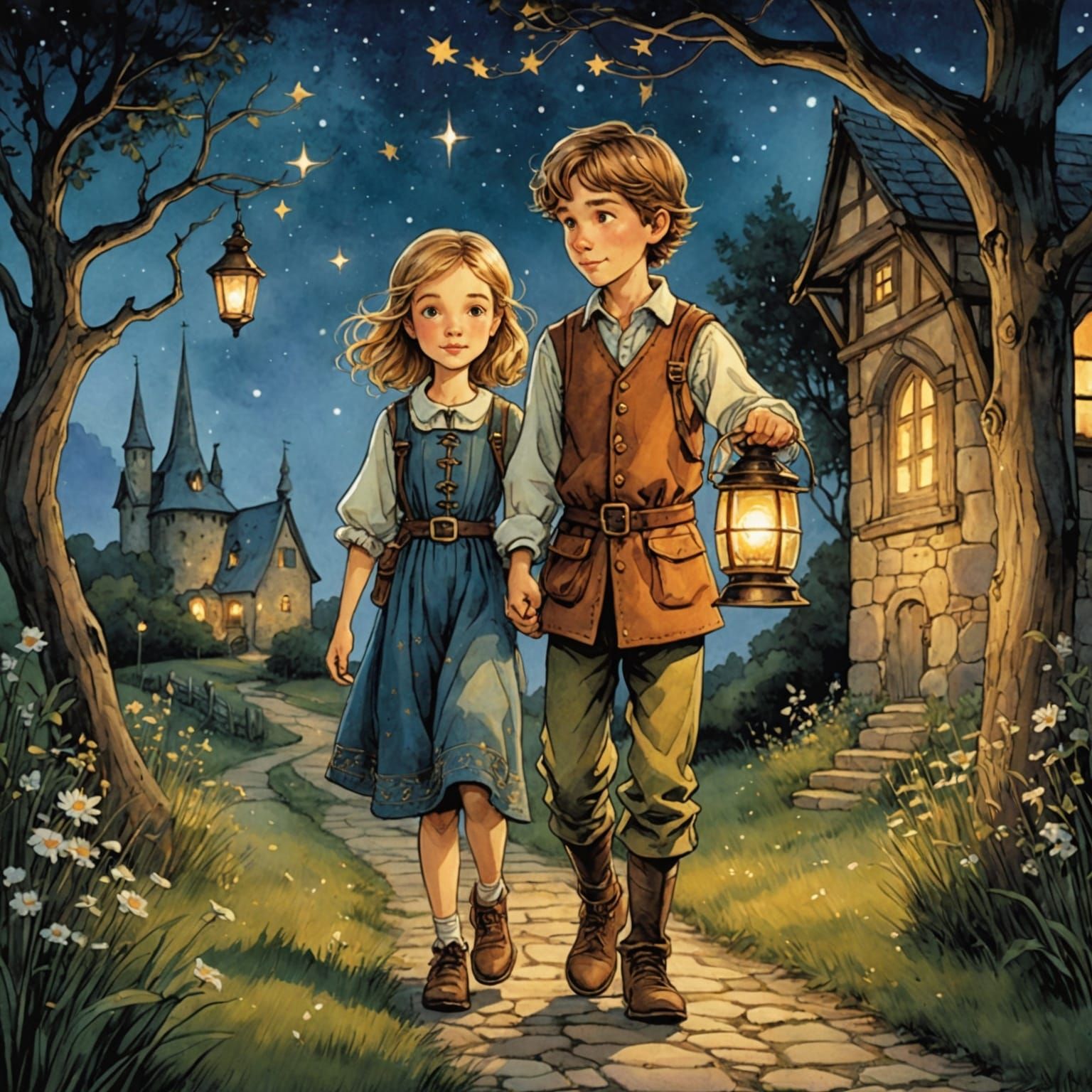 Anime Siblings Journey in Medieval Fantasy Style