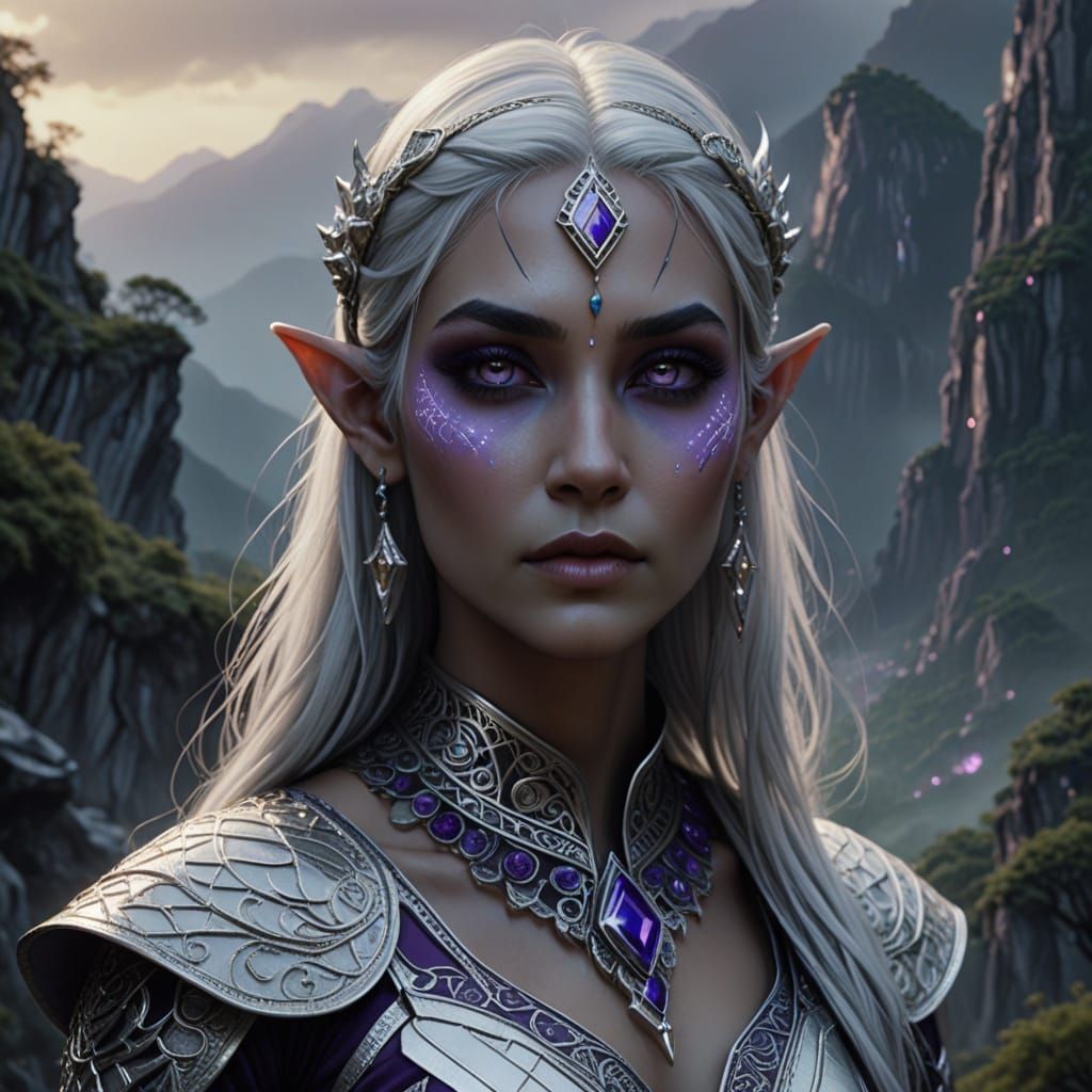 A Young Drow Warrior Ascends the Misty Mountainside