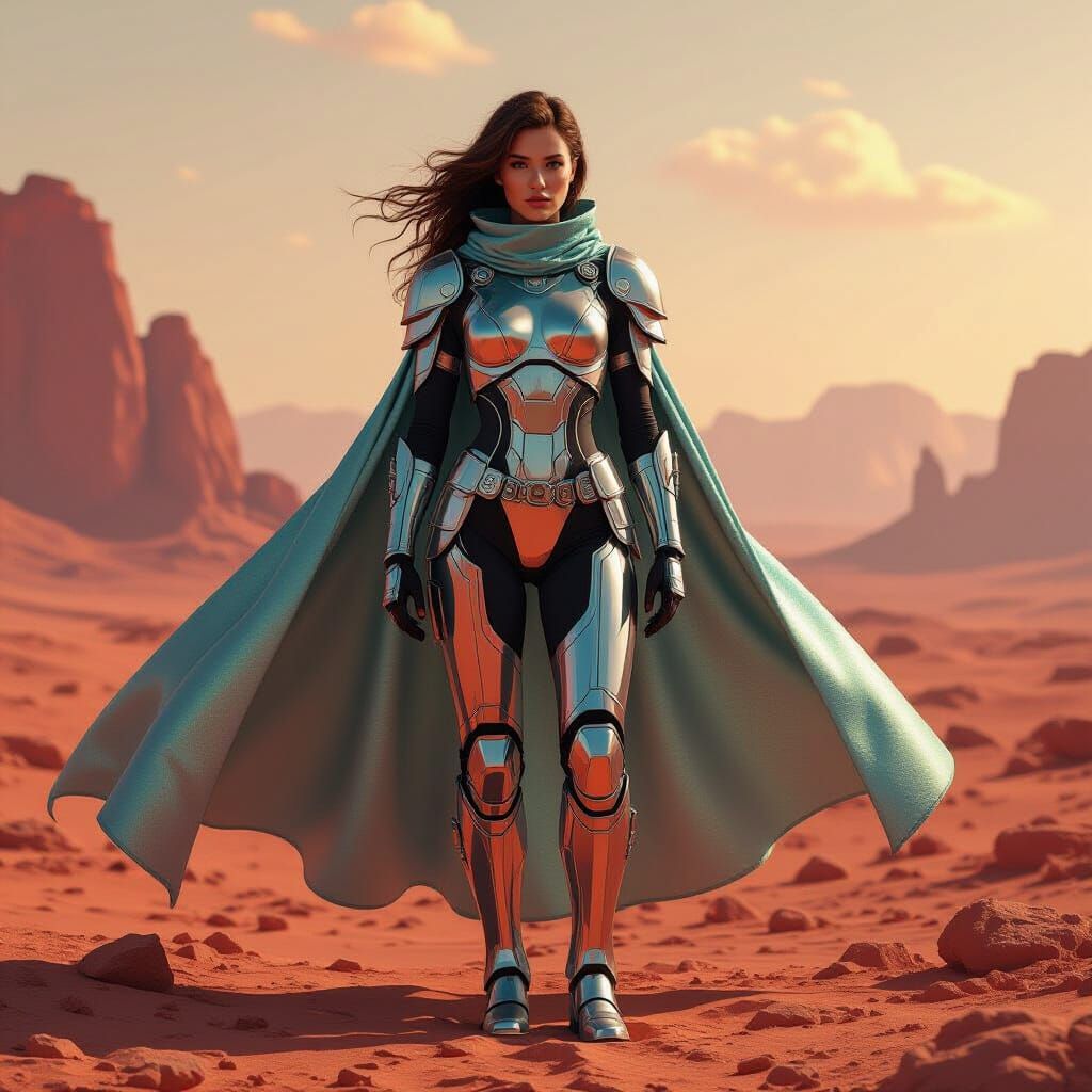 Martian Heroine in Futuristic Armor