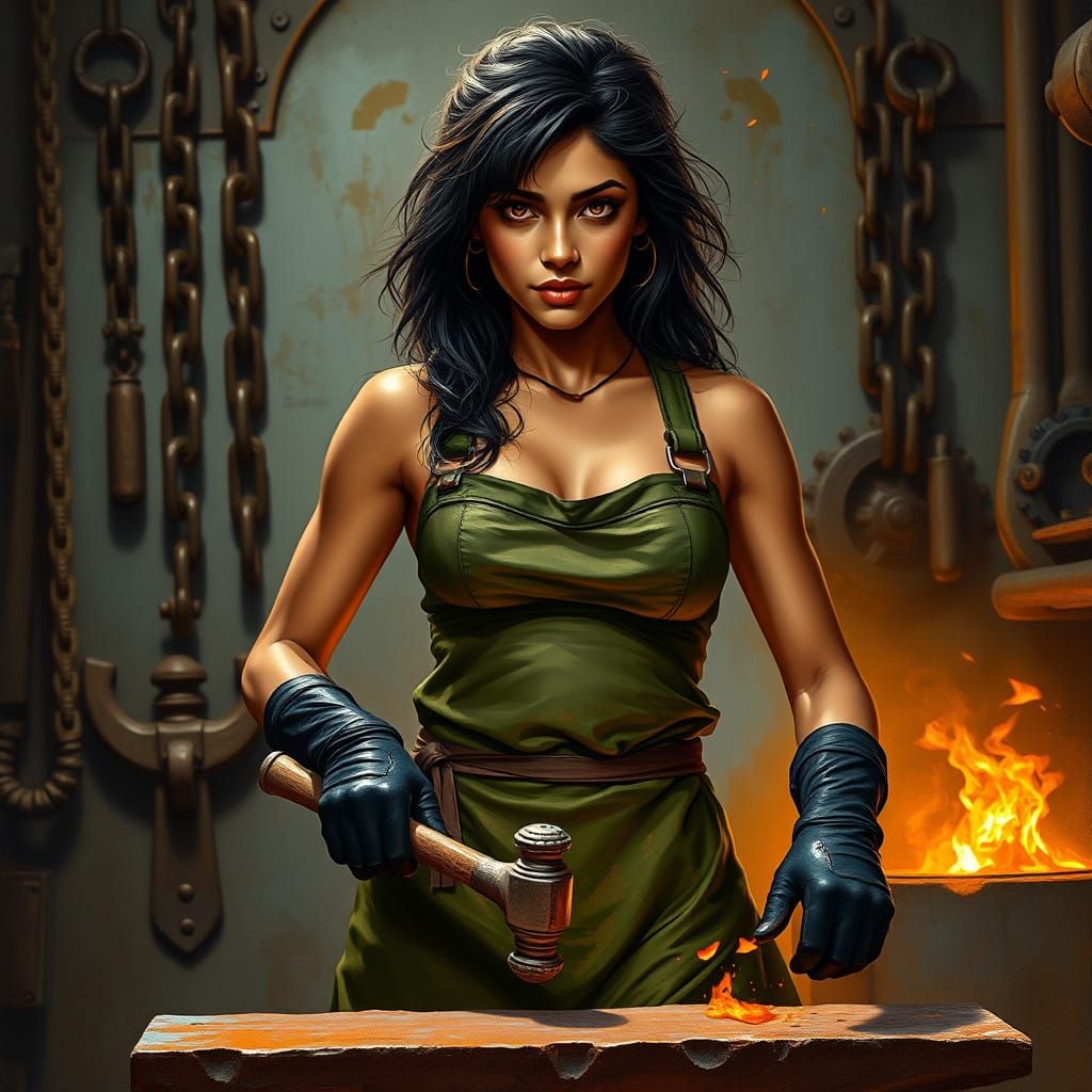 Confident Tamil Blacksmith Exudes Strength and Artistry