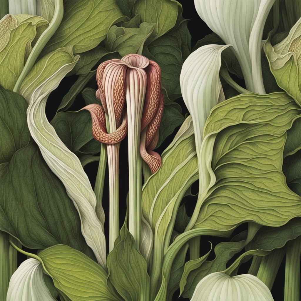 Elaborate Jack-in-the-Pulpit Flower—Arisaema triphyllum