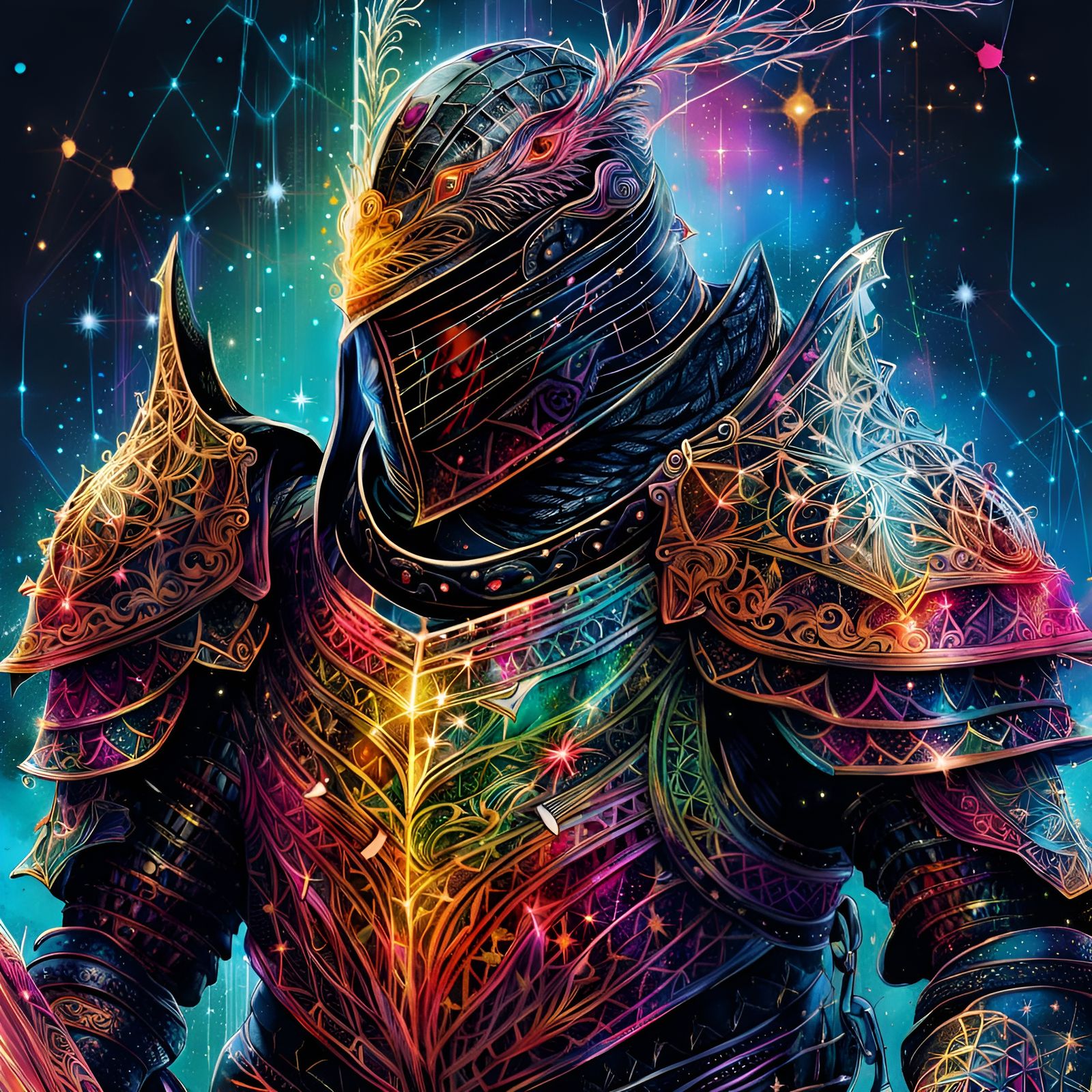 Stunning Knight with Constellation Background in Digital Art