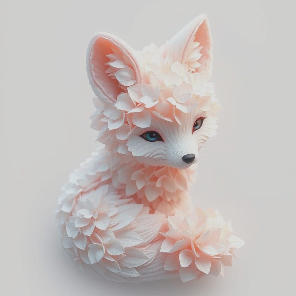 Vibrant Arctic Fox in Floral Blooms