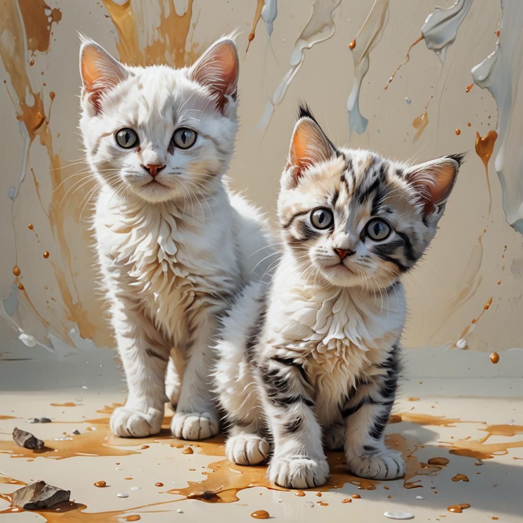 Hyperrealistic Kittens in Splash Art Style