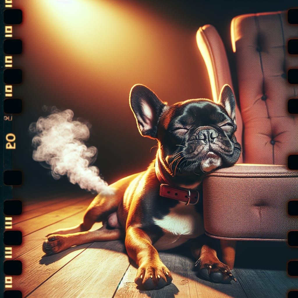 Red Frenchy Sleeping and Farting: Cinematic Film Still