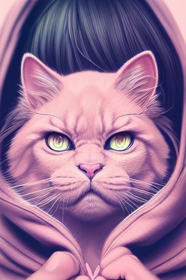 Woman in Cat Hoodie, Digital Art by Artgerm
