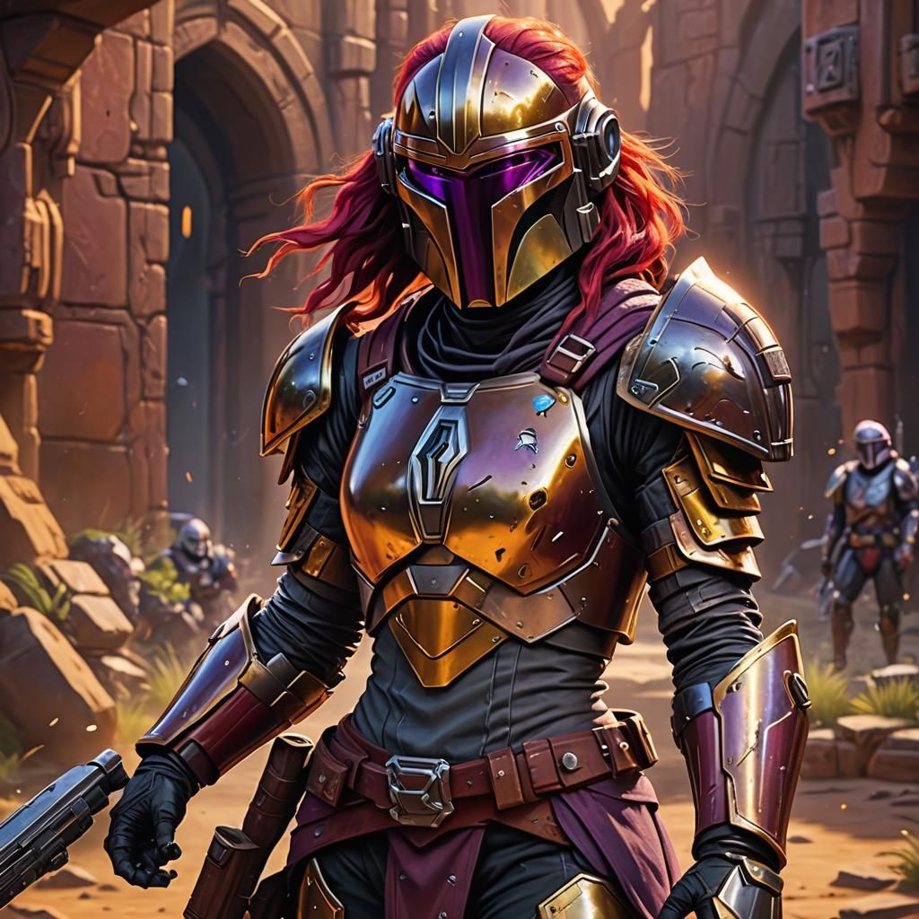 Heroic Halfling in Mandalorian Armor, Digital Art