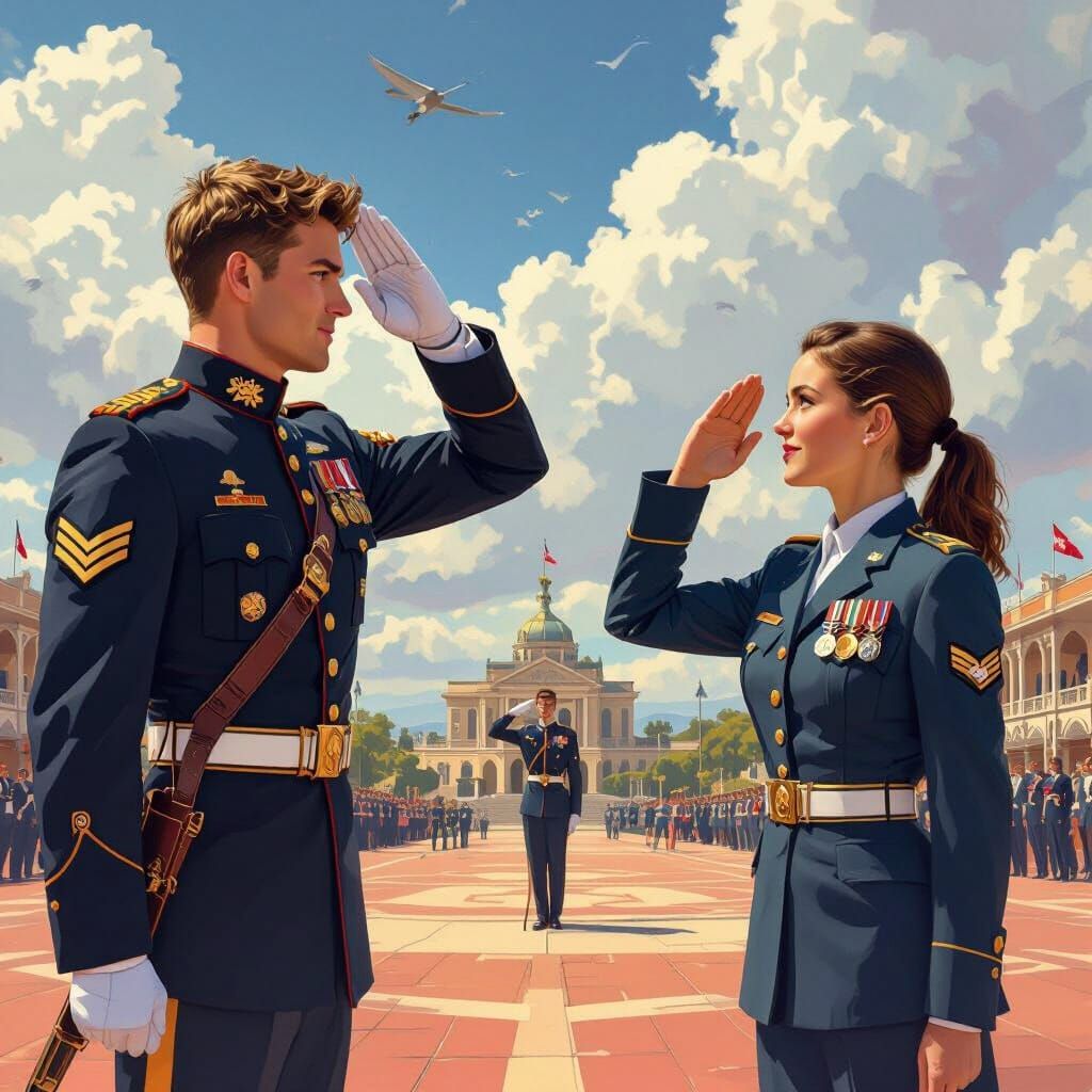 Australian SASR Commando and RAAF Officer Salute