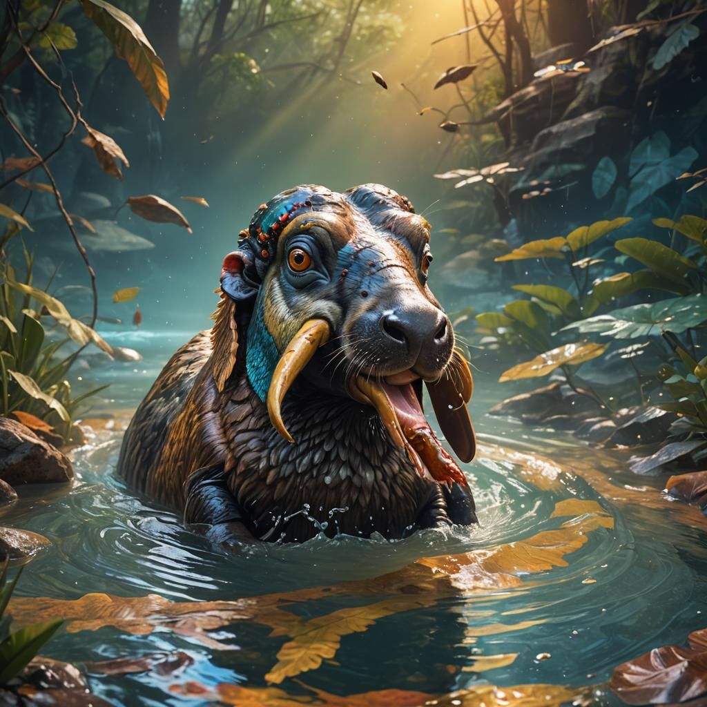 Ram-Platypus Hybrid Animal Concept Art