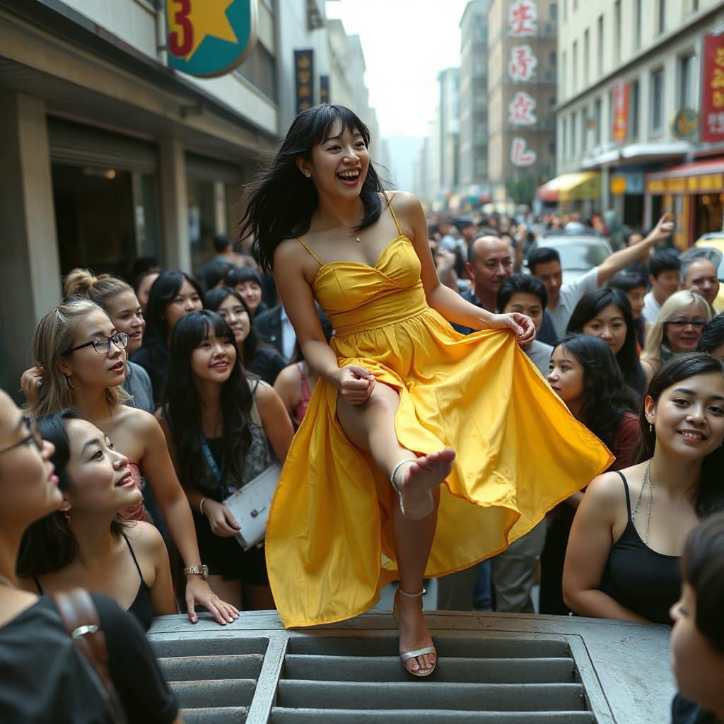 Yellow Dress Air Vent Scene in Cinematic Style