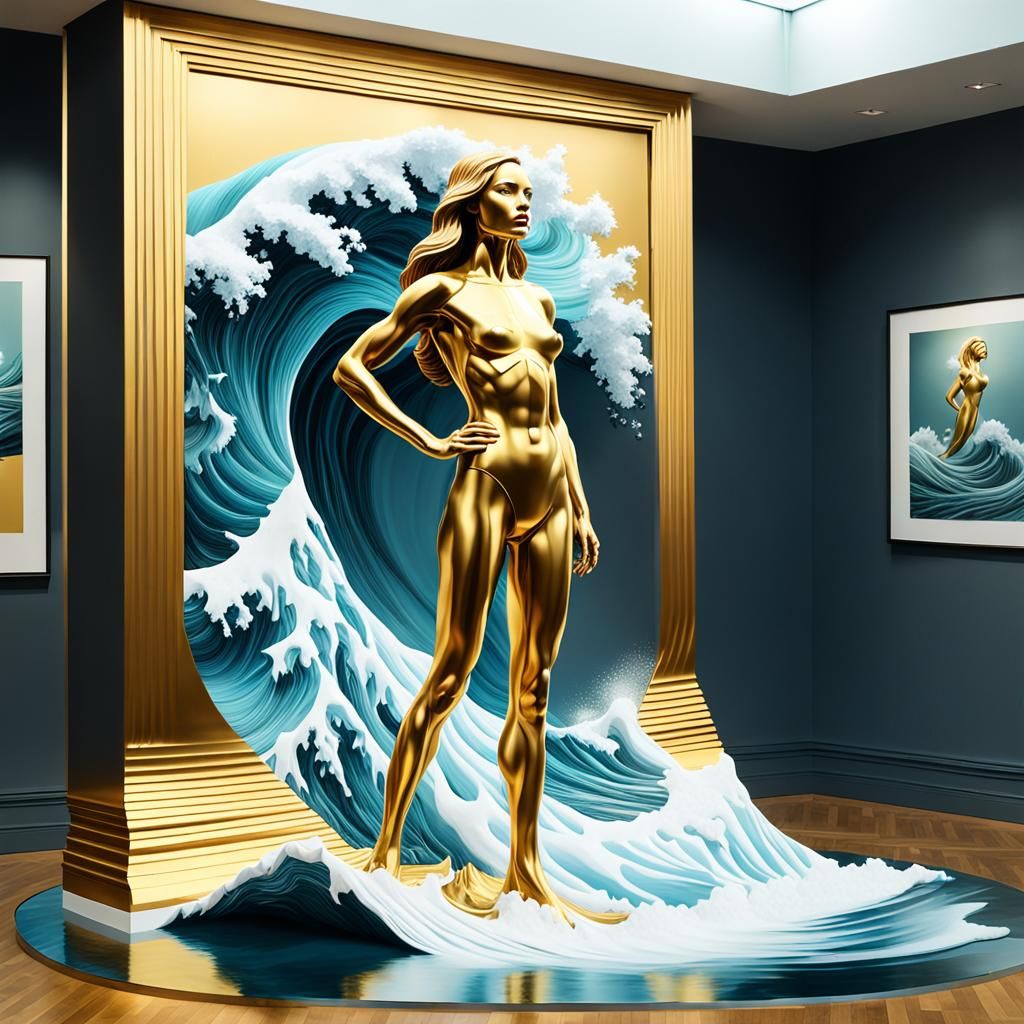 Hyperrealistic 3D Pop Art: Golden Woman
