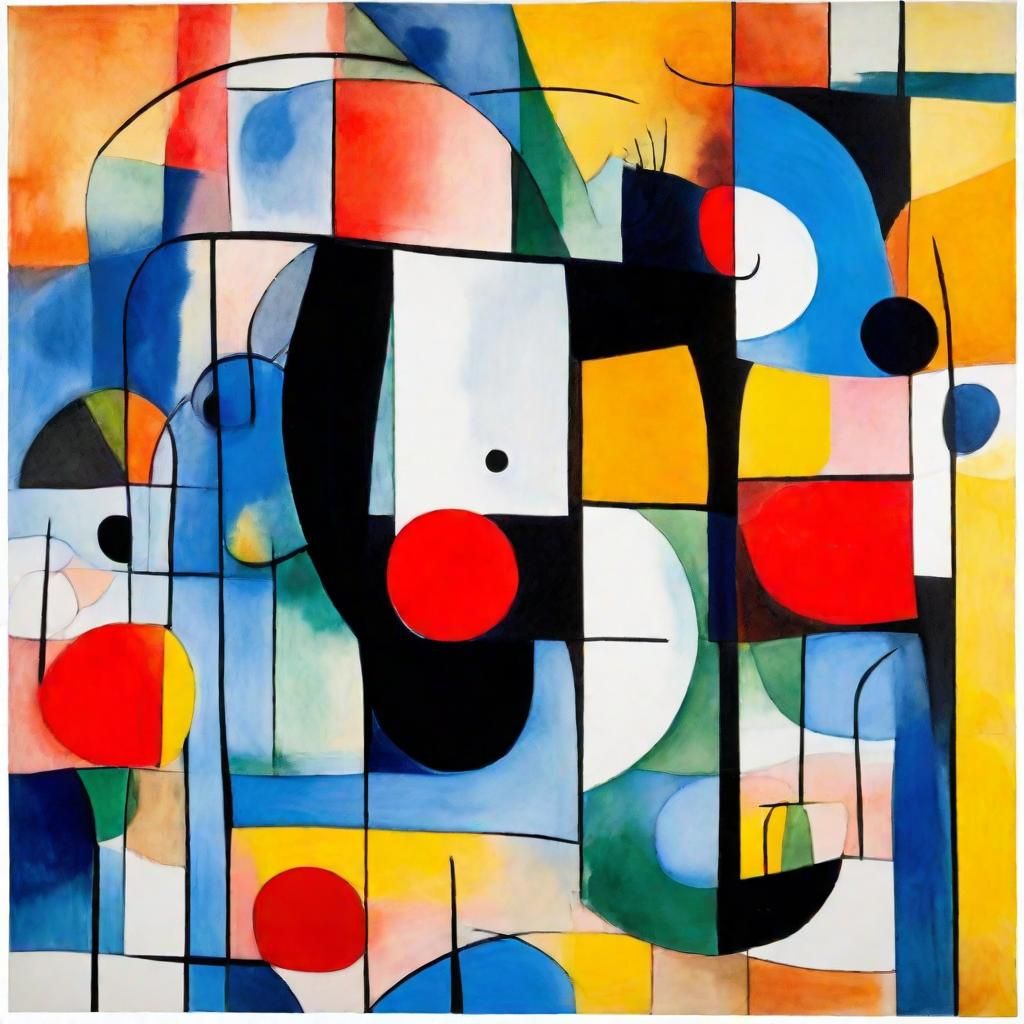 Colorful Cubist Cat Painting in Watercolor Style