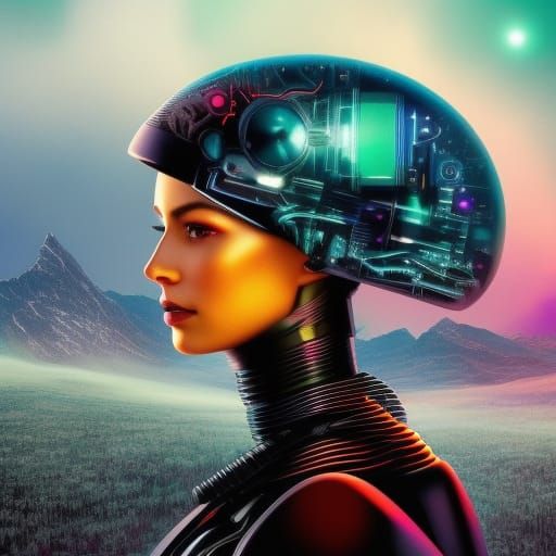 Woman with Brain: Cyberpunk Afrofuturism Art