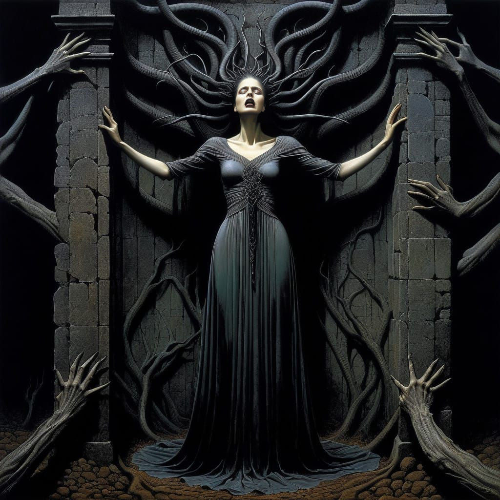 Mysterious Woman in Stygian Space