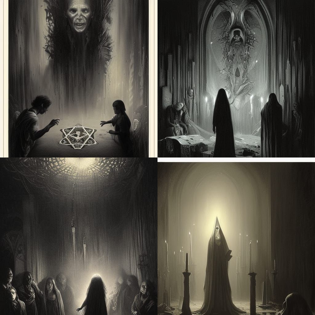 Terrifying Ouija Board in Gothic Horror Style