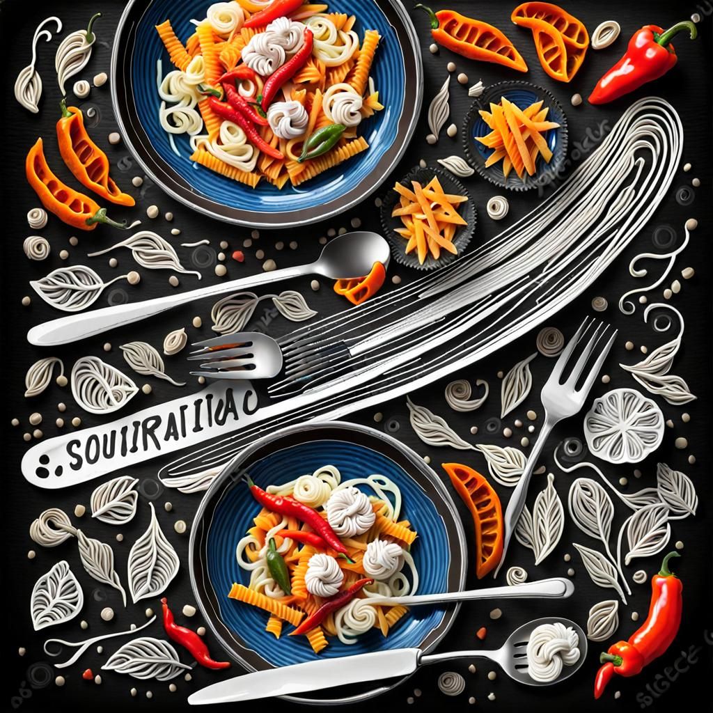 Psychedelic Pasta Surrealism with Peppers and Sauce