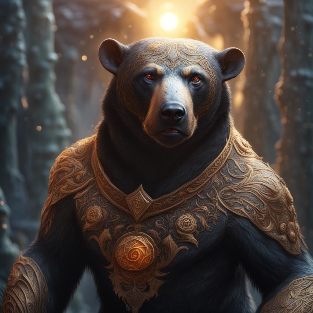 Spectacled Bear and Sun Bear Hybrid: Detailed Matte Painting
