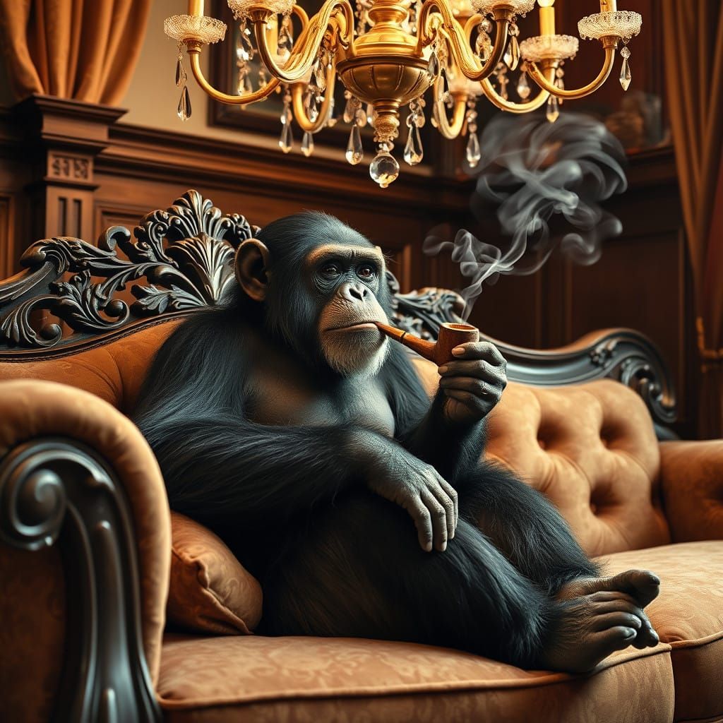 Debonair Chimpanzee in 18th-Century Elegance