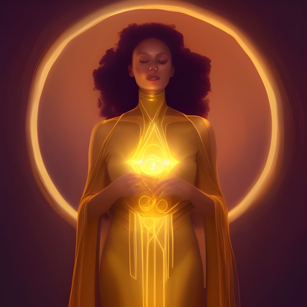 Ethereal Woman in Gold: Hyperdetailed Concept Art