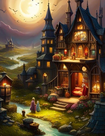 Gothic Wonderland Inside a Boot, Fantasycore Artwork