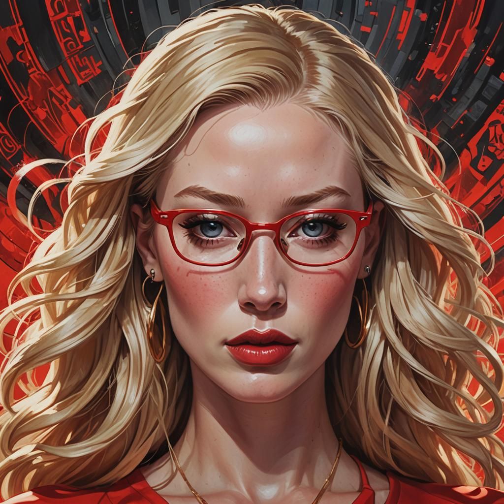Hyperrealistic Portrait of Woman in Red Dress