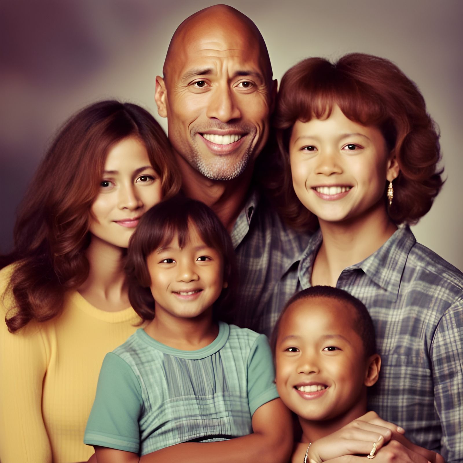 Awkward Family Photo Featuring Likeness of Dwayne Johnson