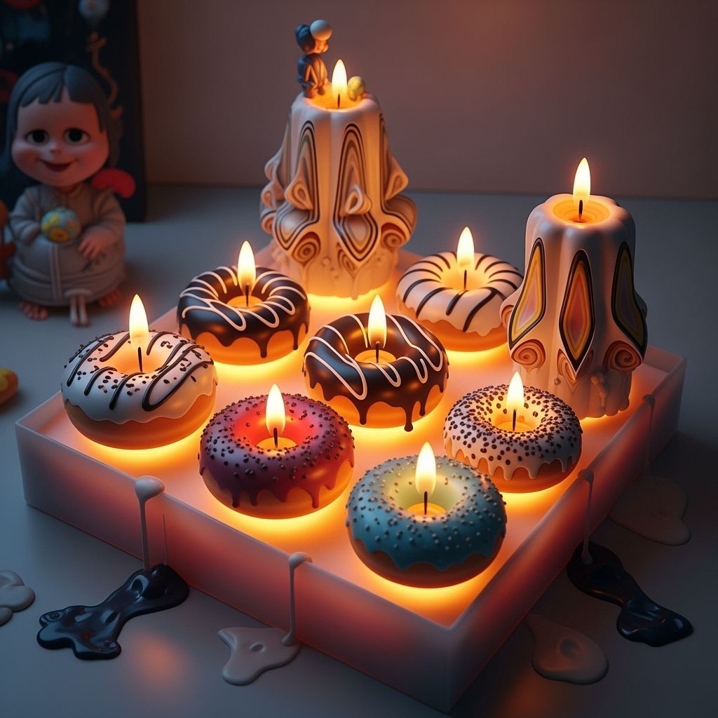 Colorful Donut Candles: A Whimsical Sculpture