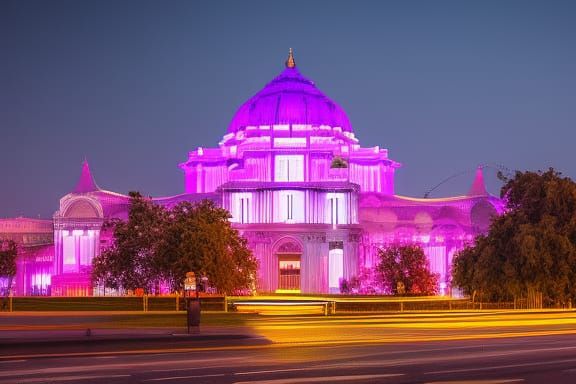 Neon Cathedral: Digital Matte Painting