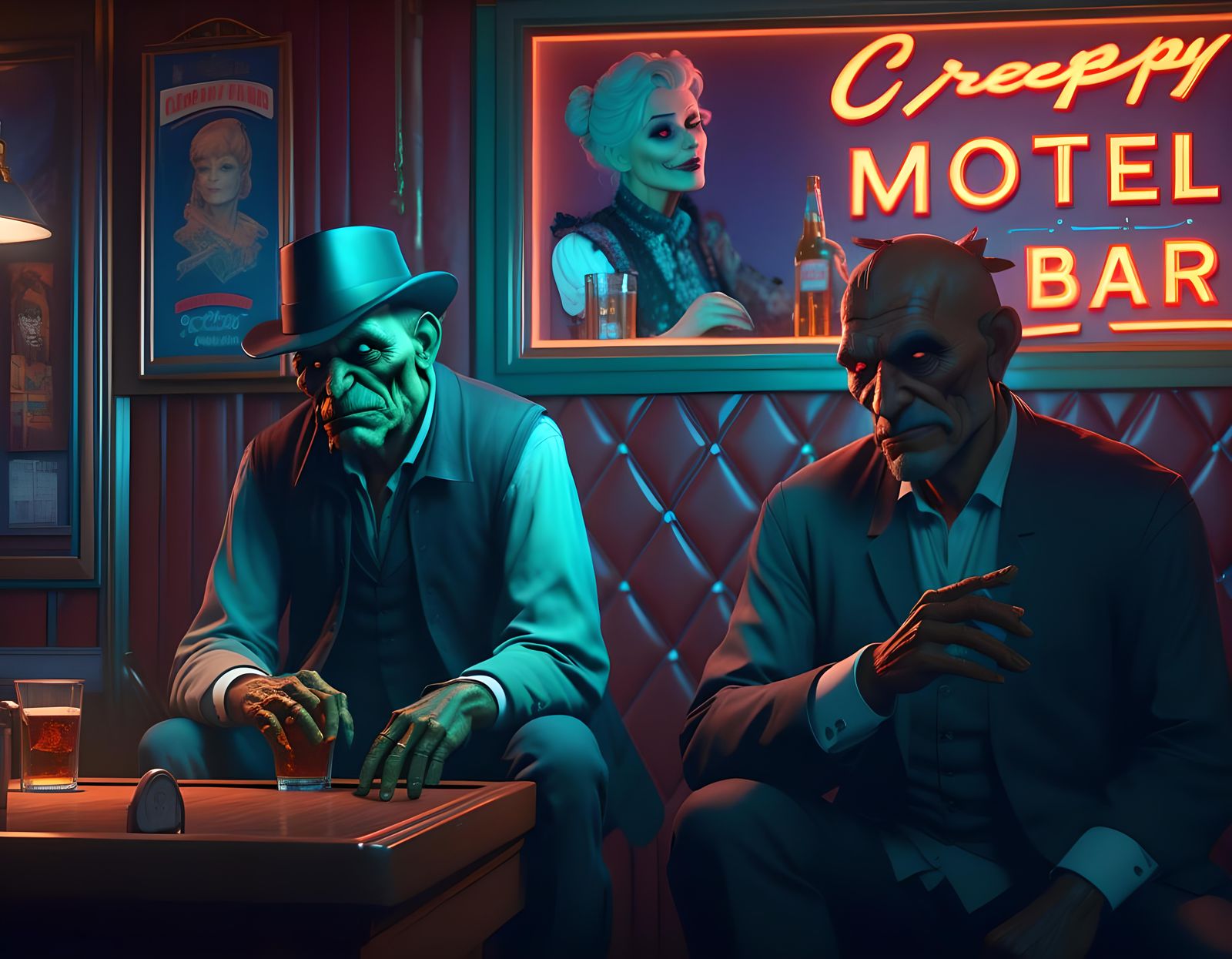 Sleazy Motel Bar Fantasy in Digital Portrait Art