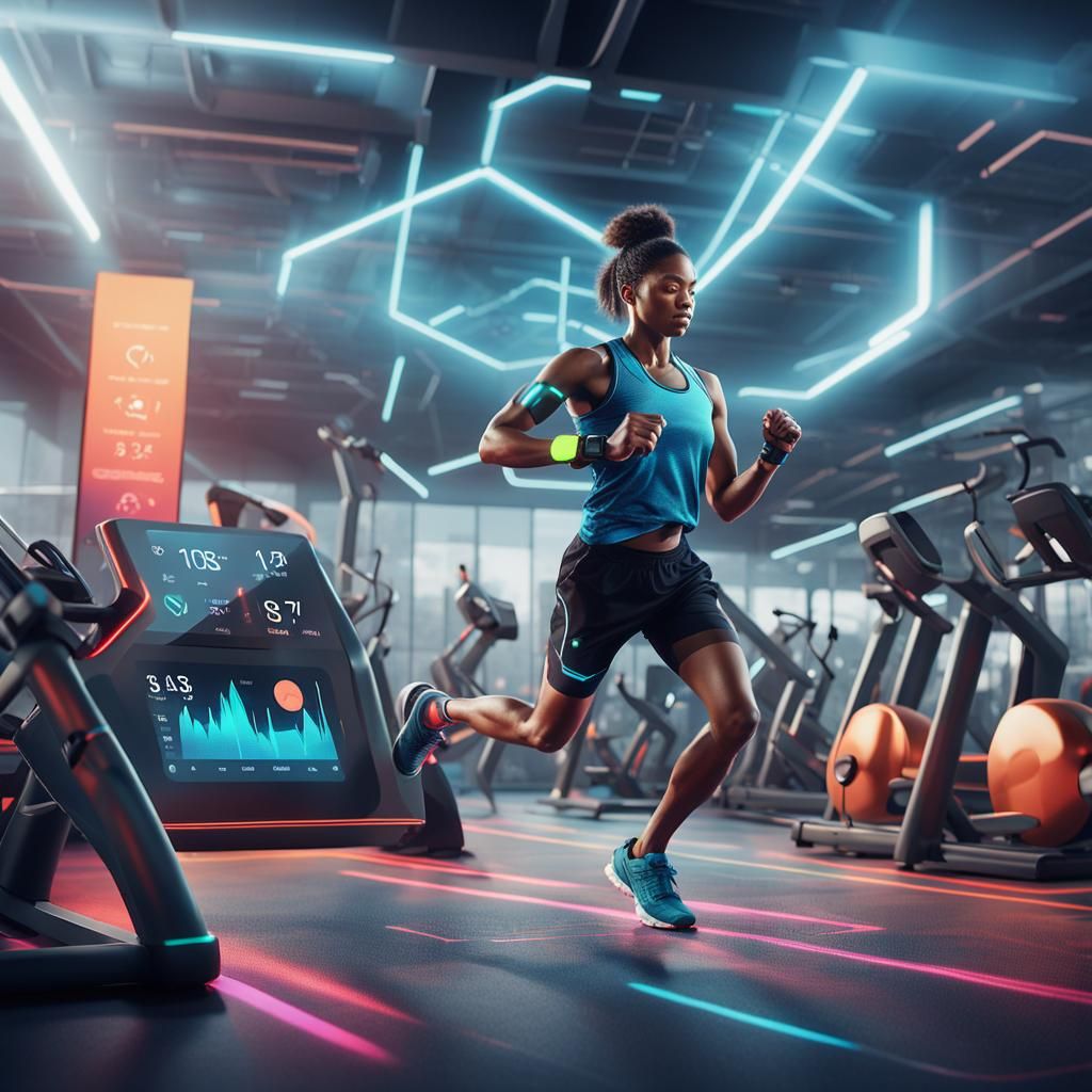 Futuristic Smartwatch Health Monitoring in Neon Splash Art