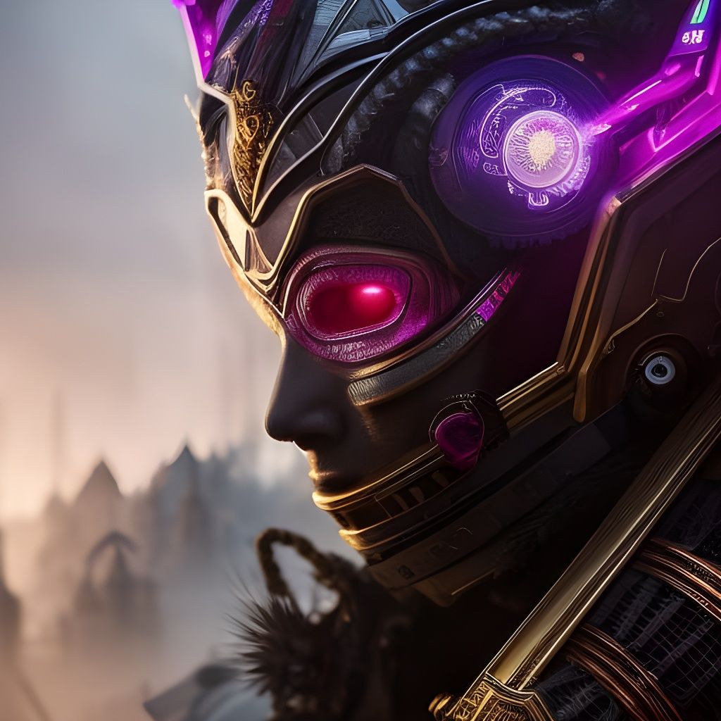 Biopunk Alien Cat Soldier in Cyberpunk Street