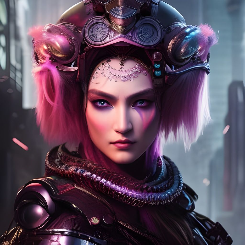 Biopunk Alien Portrait in Cyberpunk Style