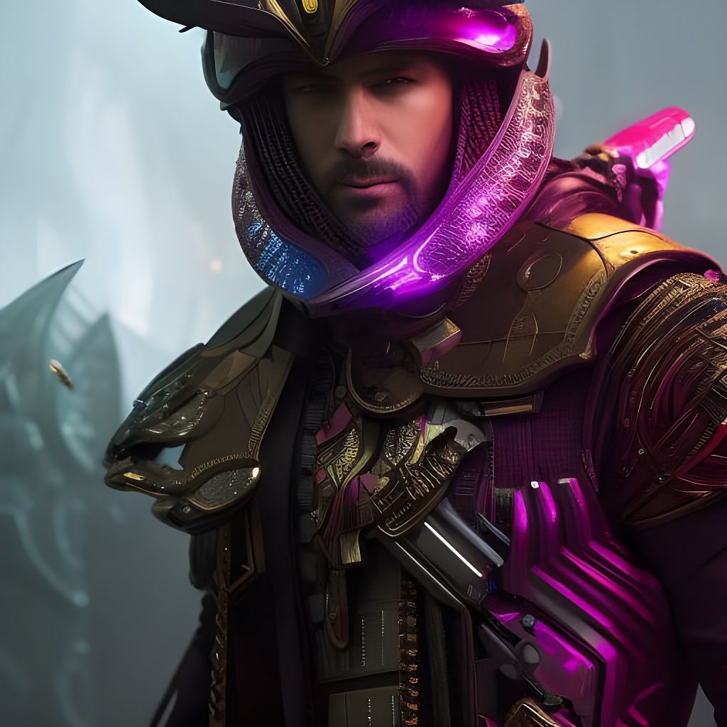 Biopunk Alien Cat Soldier in Cyberpunk Street