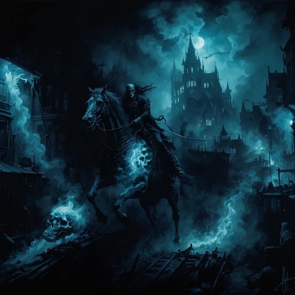 Hell Rider on Burning Horse Skeleton