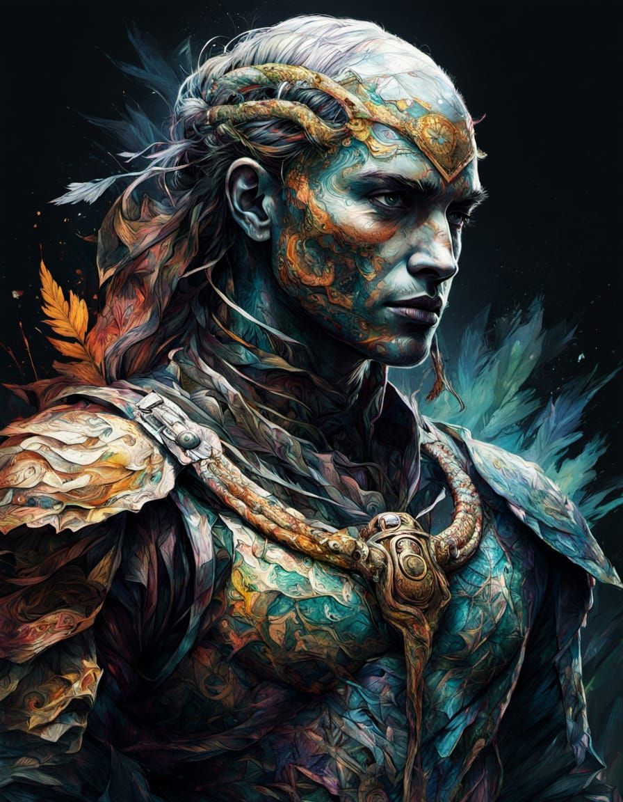 Medieval Snake Warrior in Shadows: Dark Fantasy Art