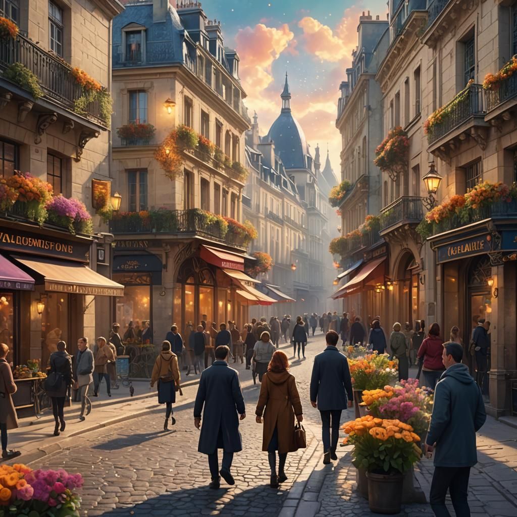 Charming Paris Street Scene in Concept Art Style