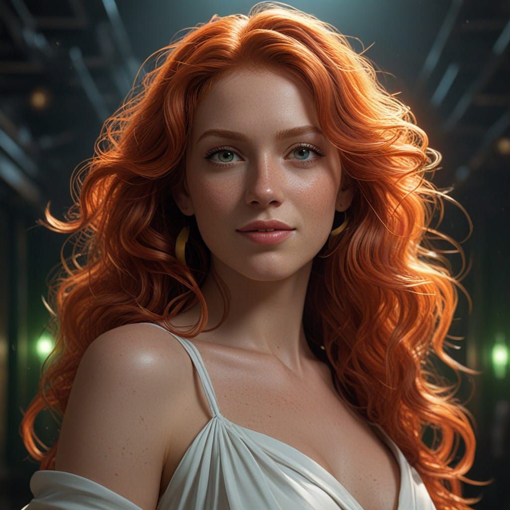 Hyperreal Portrait of a Mysterious Ginger Woman
