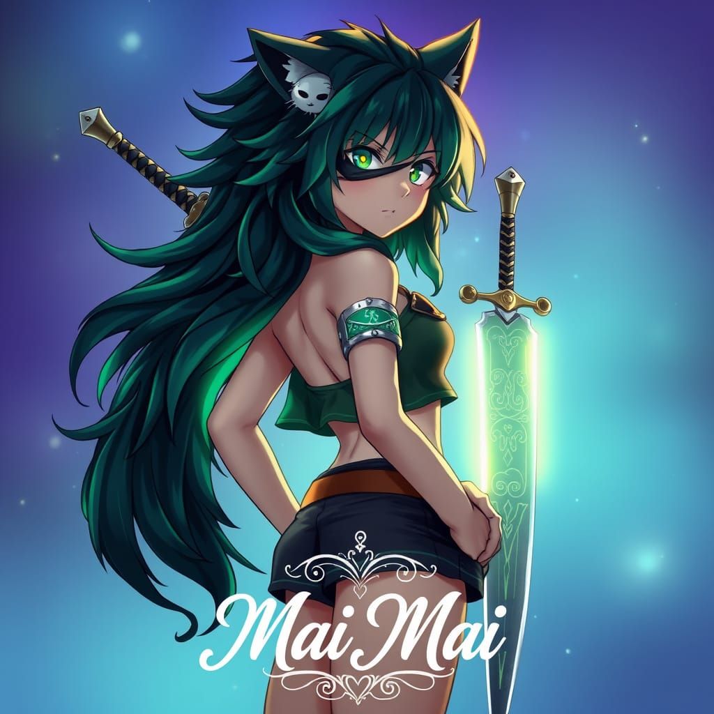 Wolf Girl Adventurer in Cyberpunk Style