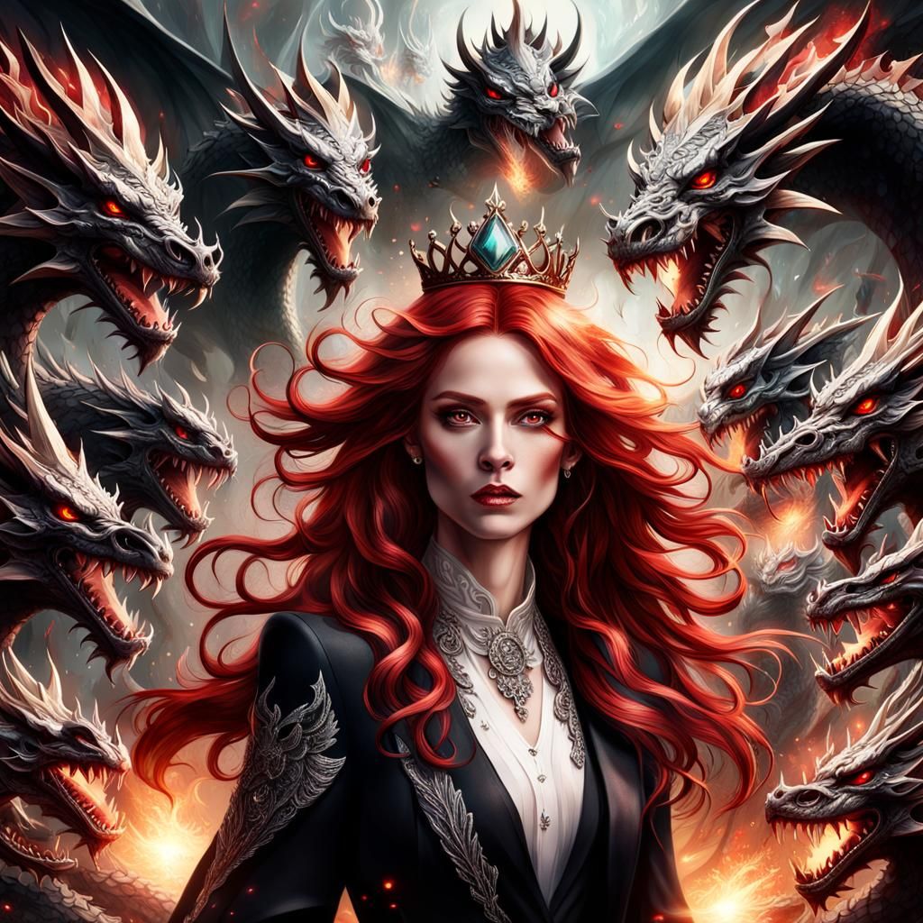 Epic Dragon Spirits Surround Powerful Woman