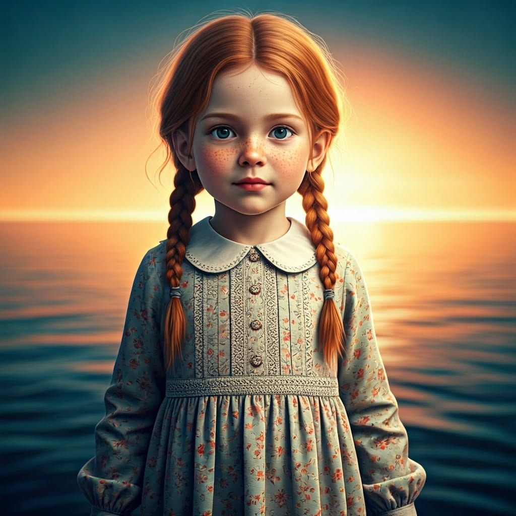 Whimsical Fantasy Girl in 3D Style